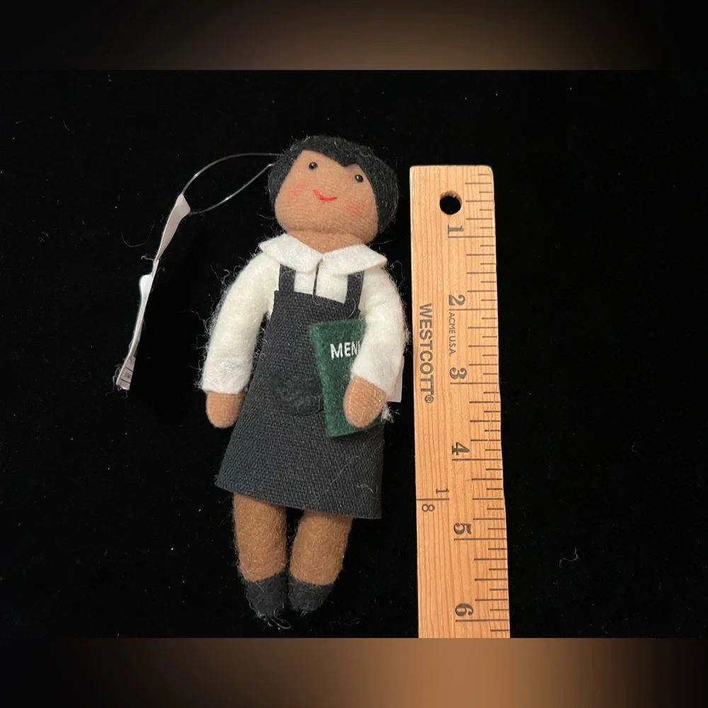 NWT Wondershop Target Fabric Doll Restaurant Server Black Apron Green Book